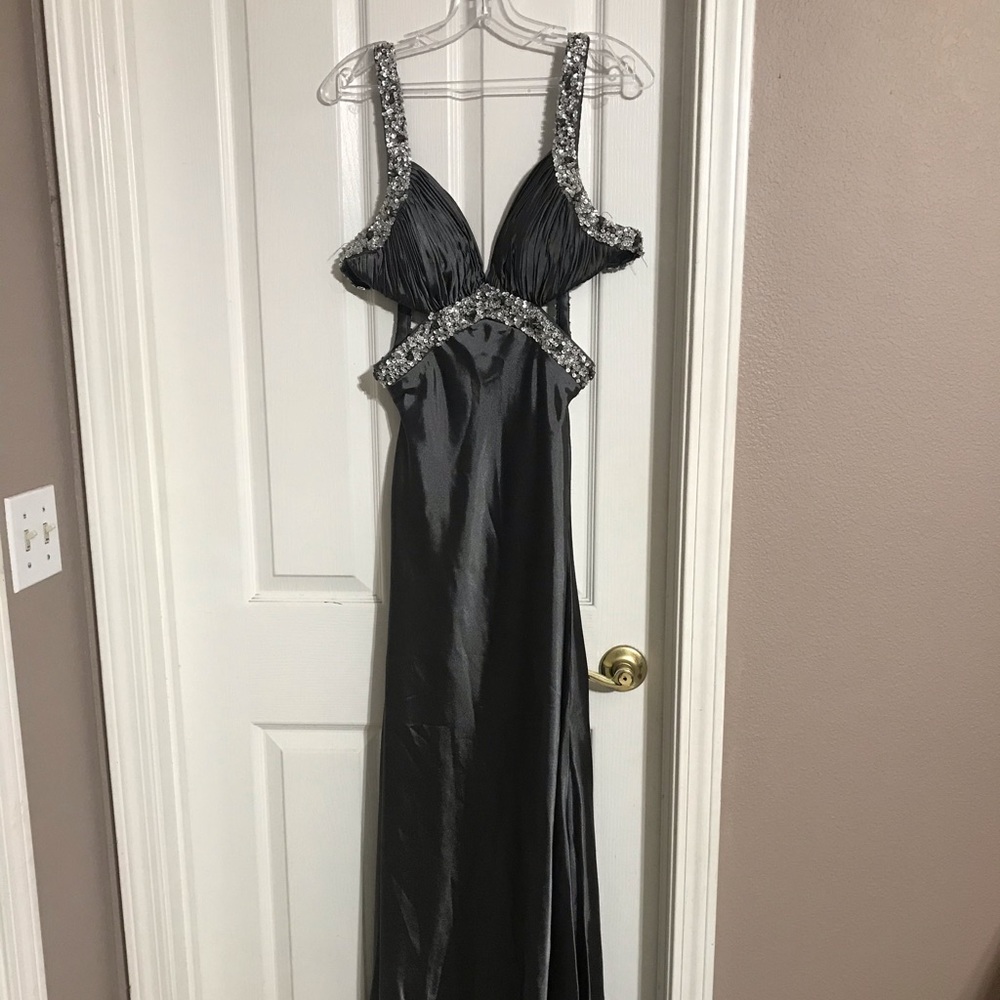 Grey cutout prom dress